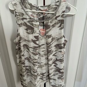 Chico's Women's Sleeveless Top - Gray and White